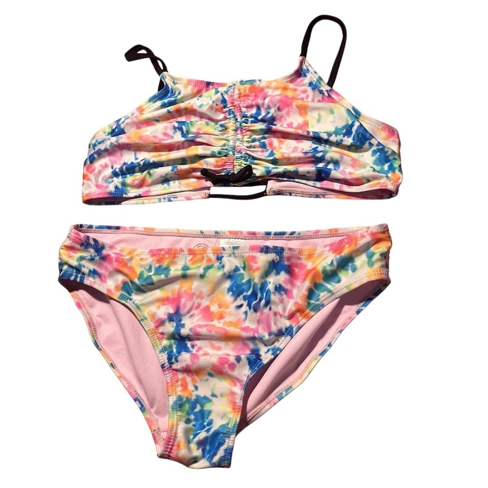 Wonder Nation Bikini Set Girls Multicolor Tie Dye Strappy Back XL 14-16